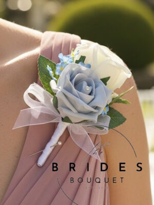 forget me not rose and baby breath double wedding corsage artificial flowers mother groom buttonholes