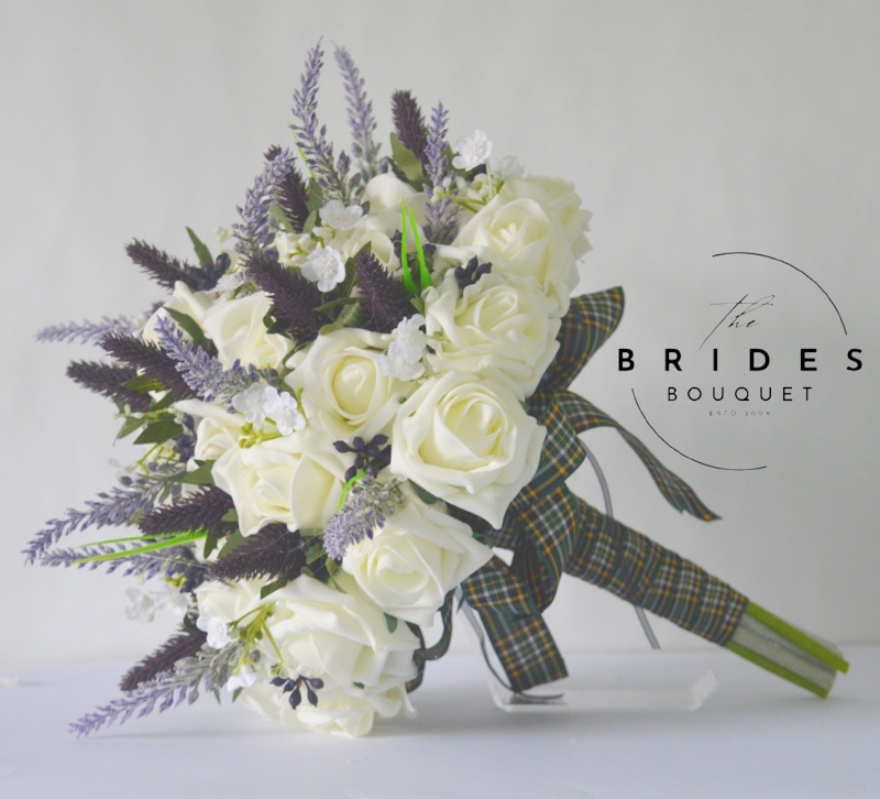 Purple Thistle Heather Bouquets Scottish Wedding Flowers