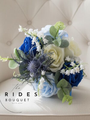 wild sea thistle flower girl bouquet artificial boho bridal flowers