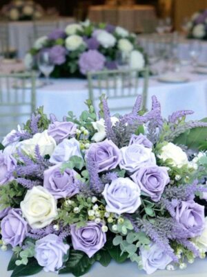 wedding venue table flowers artificial rose and heather top table centrepiece flowers for weddings