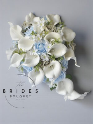 brides artificial bouquet low cost wedding flowers calla lily and rose cascade bride bridesmaids any colours