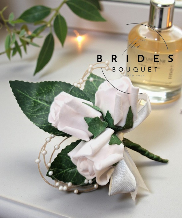 artificial rosebud wedding buttonhole corsage triple rose buds with pearl loops any colours to suit your dress or wedding theme (1) rosebud wedding buttonholes for mother of the bride, female guests at weddings, handmade to order in any colour rose & ribbons