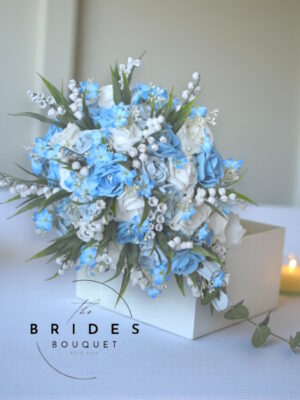 artificial wedding flowers with forget me nots and lily of the valley