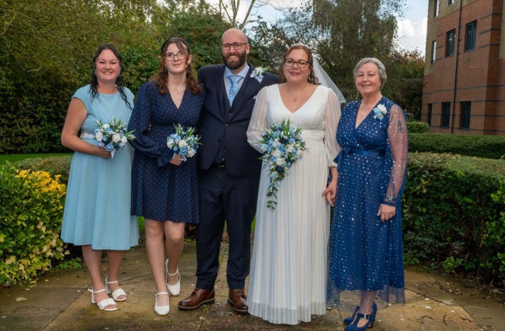 blue and white bridal flowers real life bride with artificial wedding bouquets and buttonholes created by the brides bouquet uk