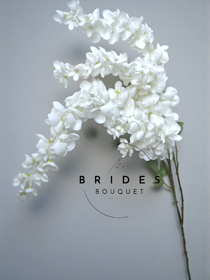 white silk wisteria branch large high quality artificial flowers by the bridesbouquet uk