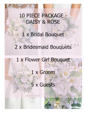 artificial rose an daisy wedding flower package in custom colours