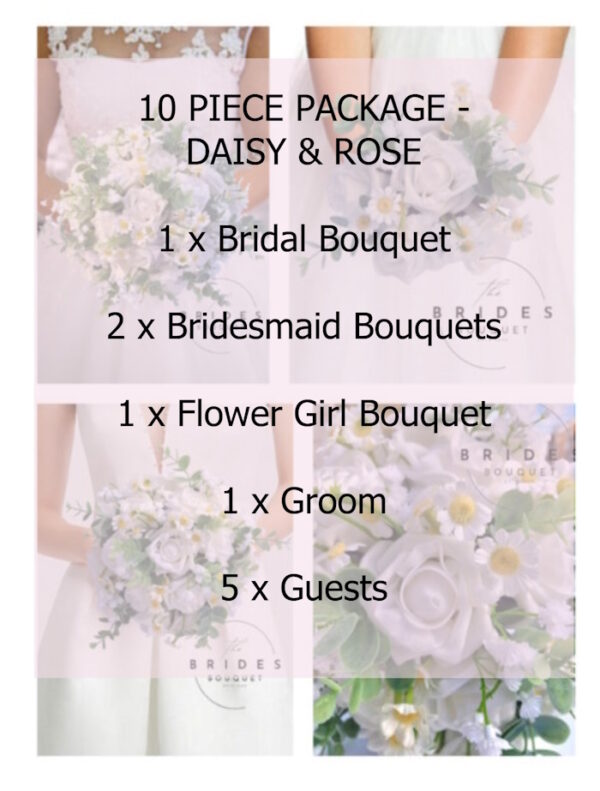 artificial rose an daisy wedding flower package in custom colours