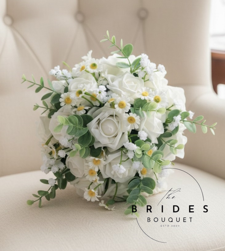 daisy and rose wedding bouquet artificial bridesmaids flowers uk
