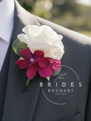 rose and hydrangea silk wedding buttonhole corsage artificial guest flowers