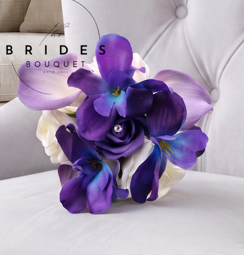 purple orchid and rose with calla lily flower girl bouquets uk