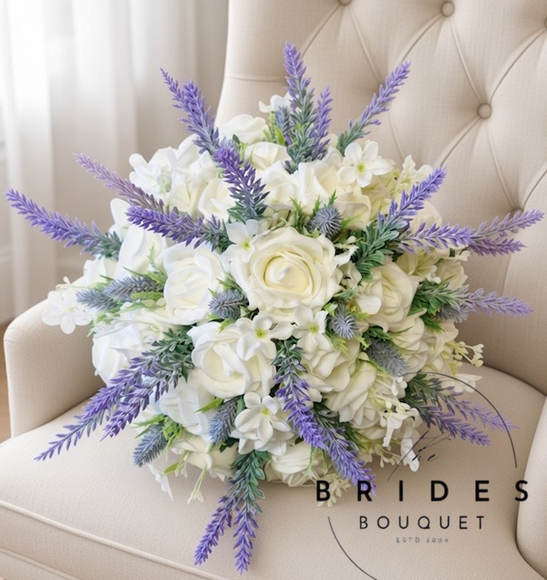 thistle heather and rose wedding bouquet with gypsophila scottish bridal flowers uk