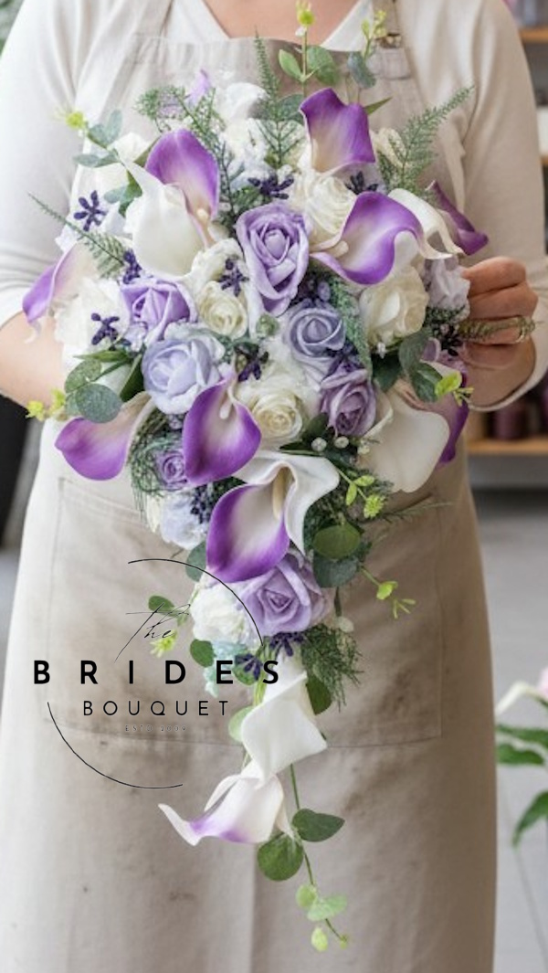 lilac florists choice teardrop bouquet