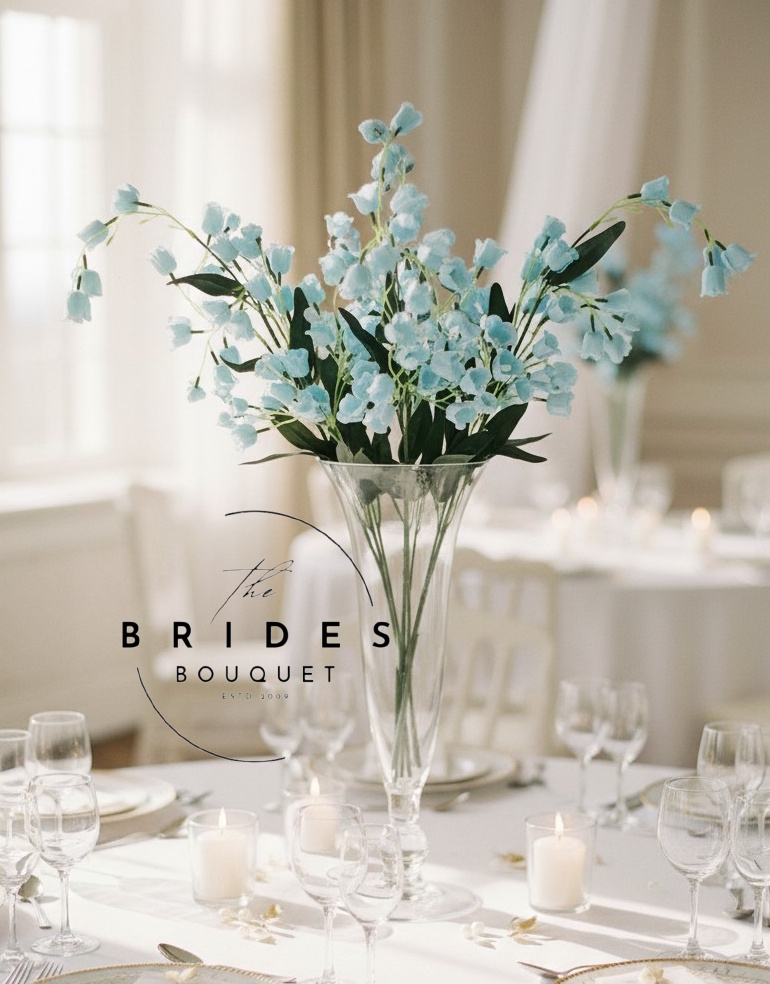artificial baby blue lily of the valley silk flowers