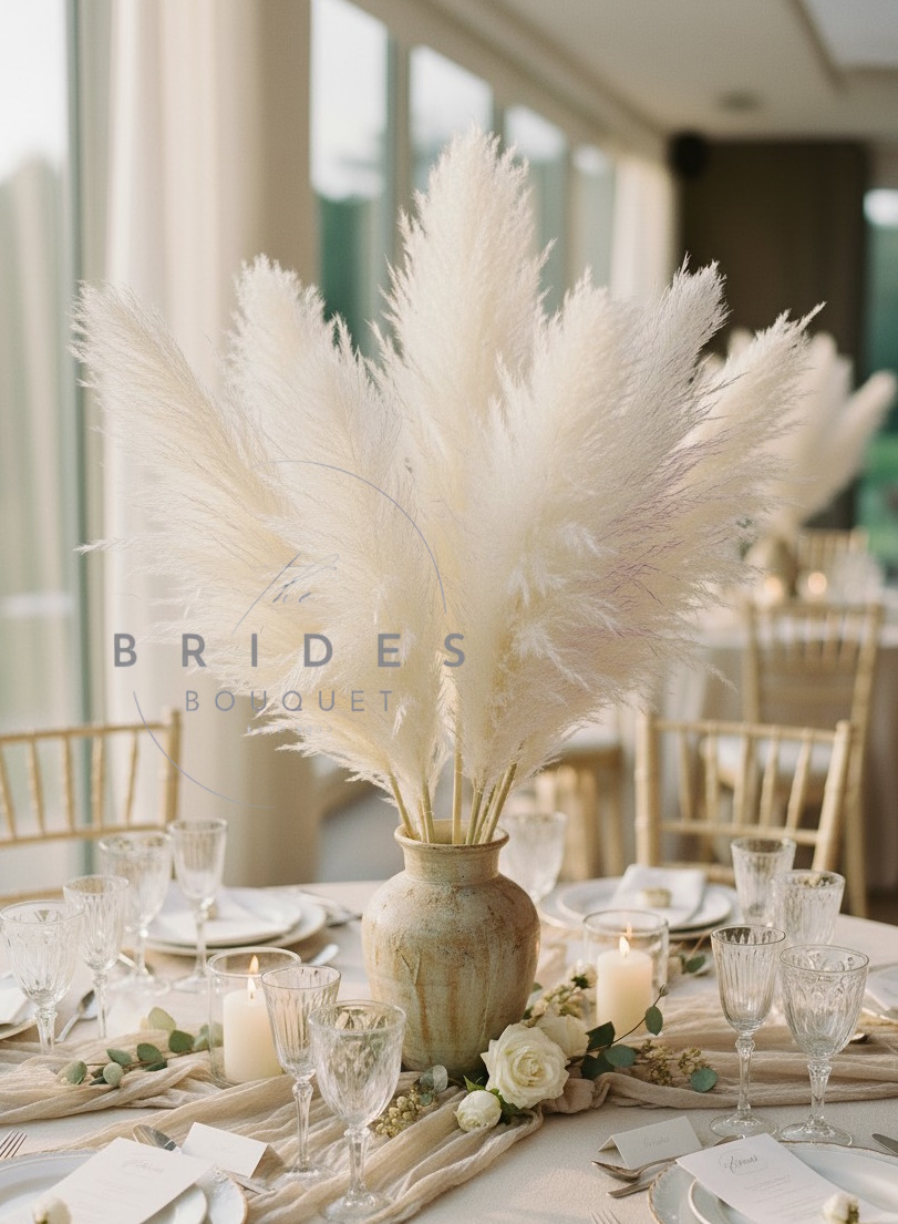 pampas grass artificial plumes ivory faux flowers for weddings home decor