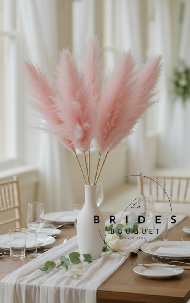 pink artificial tall pampass grass wedding or home decor