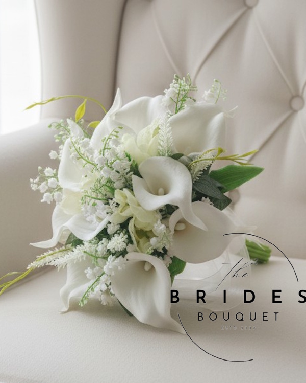 silk tulip and calla lily wedding bouquet bridesmaid size bridal posy artificial flowers in your colours
