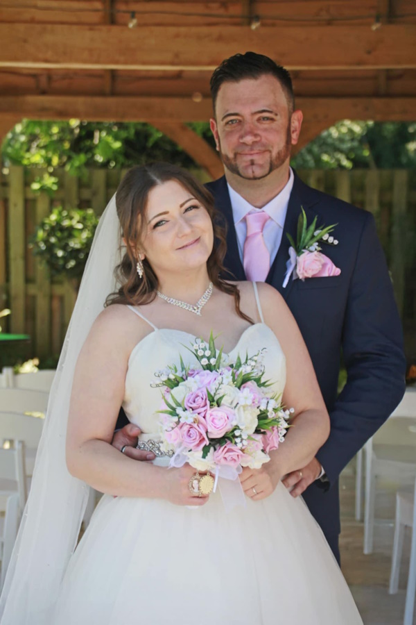 bride fern with her beautiful bouquet created by the brides bouquet uk