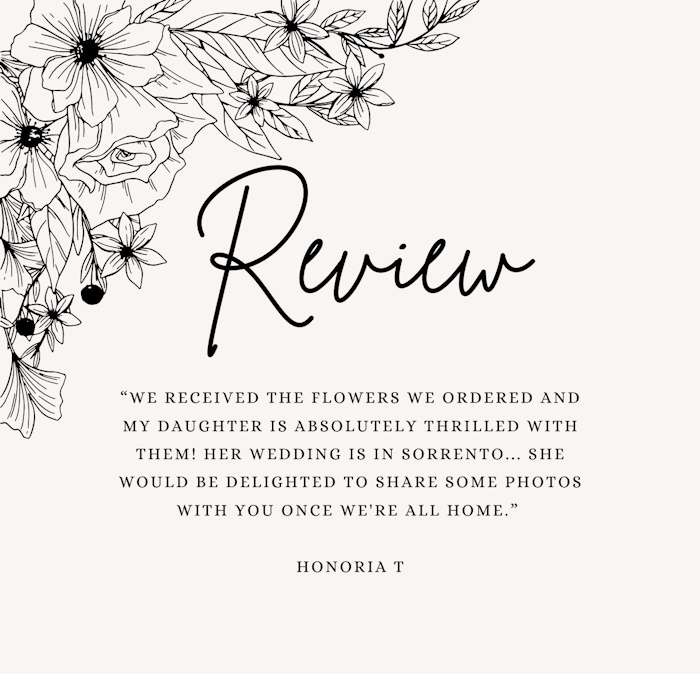 review of silk wedding flowers handmade in the UK for bride to be honoria