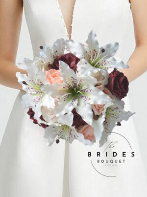 silk tiger lily artificial rose wedding bouquet bridesmaids size posy