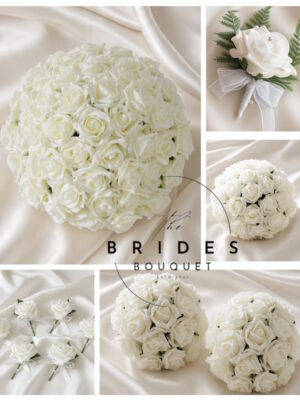 Artificial rose wedding flower package XL bridal bouquet set in your colours