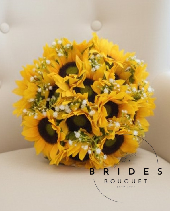 silk sunflower wedding bouquets with baby breath artificial sunflower brides flowers artificial sunflower and baby breath wedding bouquets