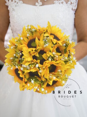 Silk Sunflower Bridal Bouquet – Sunflowers & Baby Breath