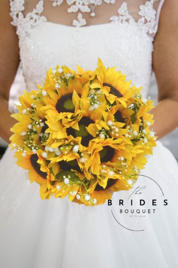 Silk Sunflower Bridal Bouquet – Sunflowers & Baby Breath