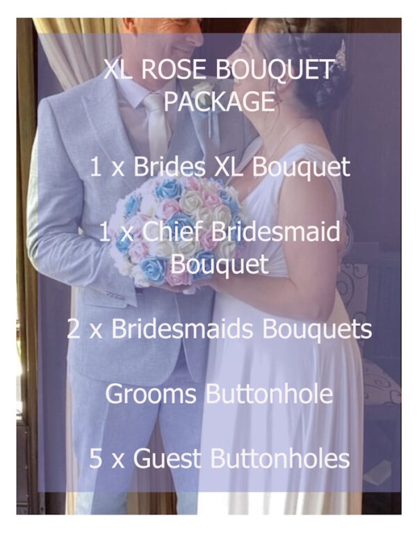 Artificial rose wedding flower package XL bridal bouquet set in your colours