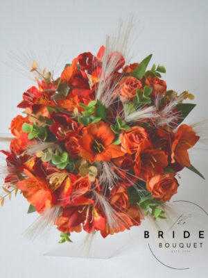 orange red autumn winter wedding bouquet