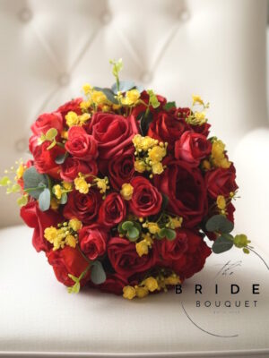 red yellow rose wedding bouquet