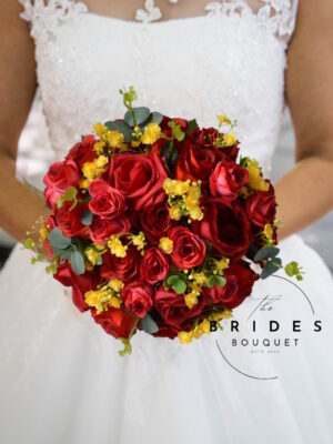red yellow rose wedding bouquet