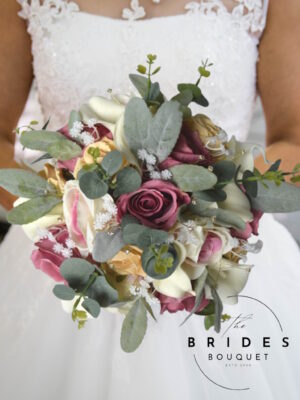 Hannah - Silk & Faux Rose & Calla with Foliage