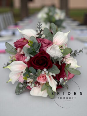 Burgundy and blush bridal bouquet – ready to ship silk wedding flowers