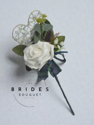 childs flower girl wand bridesmaids scottish wedding wand rose thistle eucalyptus and tartan ribbon options