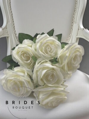 artificial silk rose bunch cream ivory fake rose bundle stems
