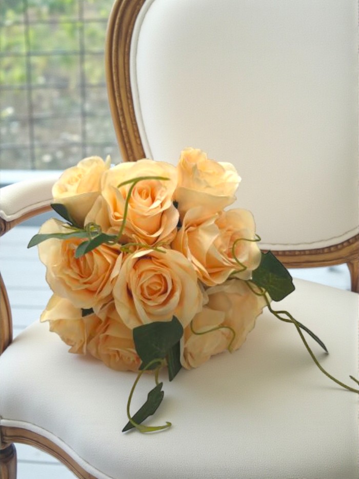 peach silk rose bundle artificial bunch fake flowers with ivy (2) artificial peach silk rose bunch by the bridesbouquet uk