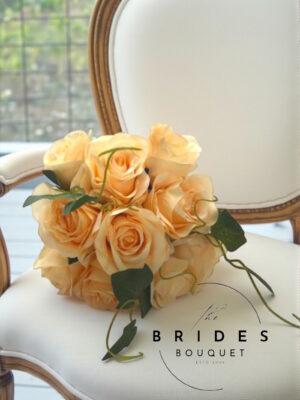 artificial peach silk rose bunch by the bridesbouquet uk