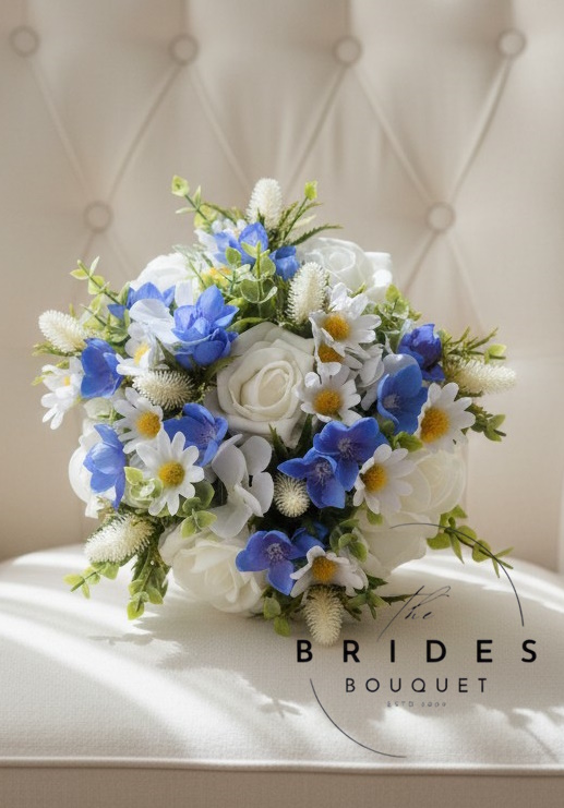 bridesmaids bouquets of artificial wildflowers any colour rose daisy harebells thistles