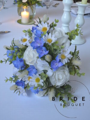 Wildflower bridesmaid bouquet made with artificial flowers in chosen rose colour