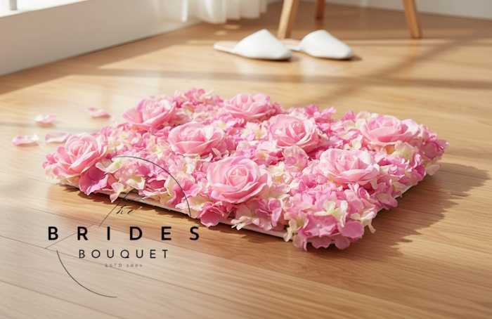 dusky pink rose hydrangea wedding wall silk flower panel