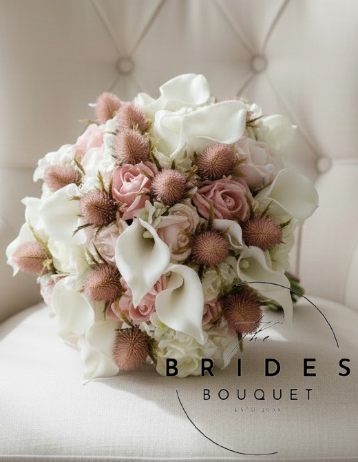 calla lily rose and thistle wedding bouquets artificial bridal flowers with thitsles
