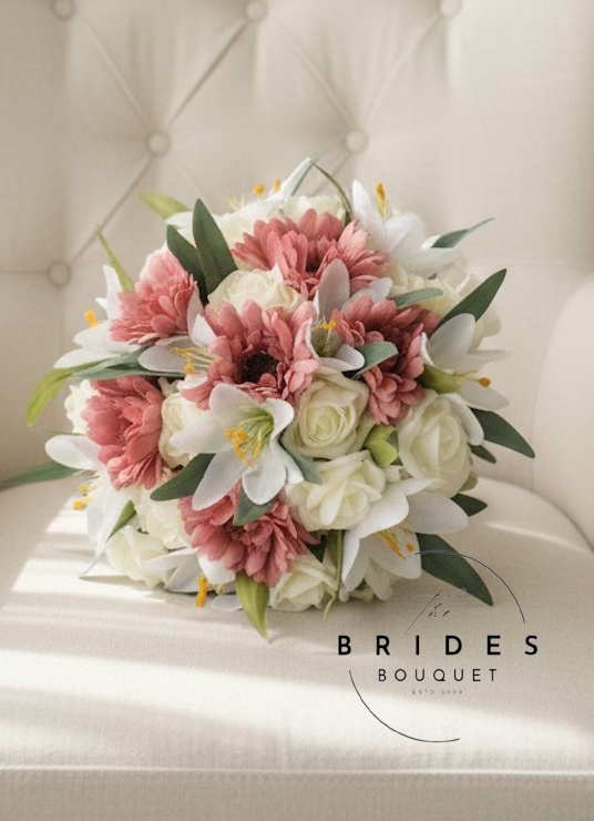 silk gerbera lily and rose wedding bouquets artificial bridal flowers uk
