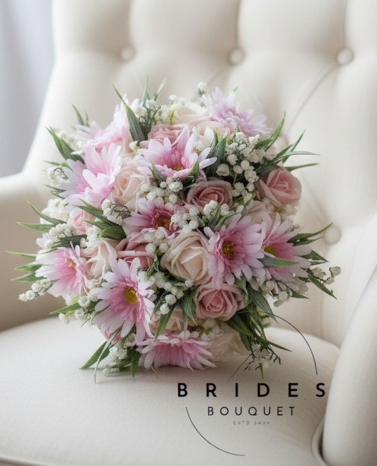 silk gerbera lily of the valley and rose wedding bouquets custom colours