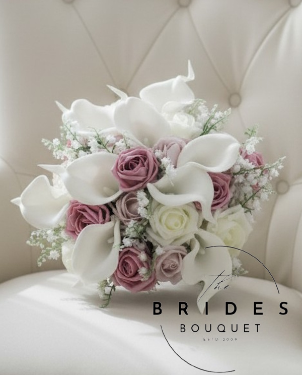 bridesmaids size bouquets of roses calla lily and lily of the valley artificial bridal flowers uk Artificial calla lily bridesmaid bouquet with roses and lily of the valley in your chosen colours