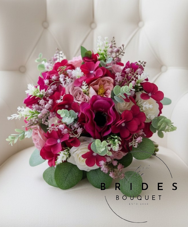 magenta and dusty pink ready to ship silk wedding bouquet brides flowers