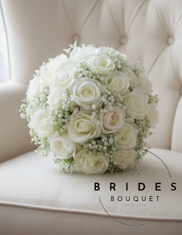 silk rose wedding bouquets with lots of gypsophila any colour wedding flowers ouk Gypsophila silk rose wedding bouquet with artificial roses and baby's breath