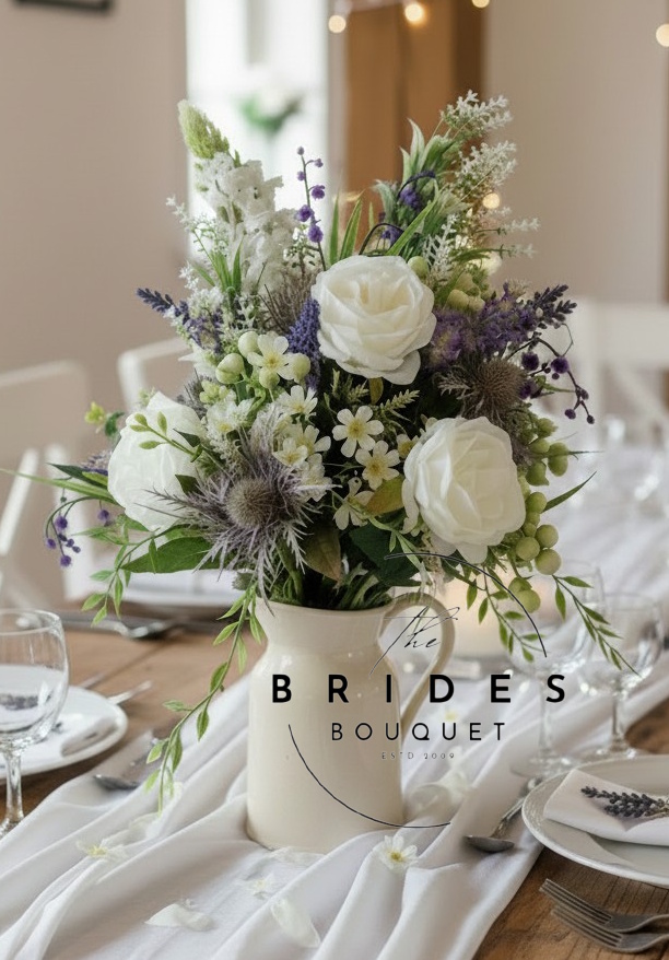 wedding table arrangement ug size faux flower silk bridal decor Artificial wedding flower arrangement for vase styling UK Faux mixed flower arrangement for vases and home décor