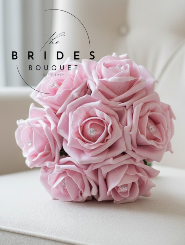 vintage pink rose wedding bouquet flower girl posy artificial one colour roses