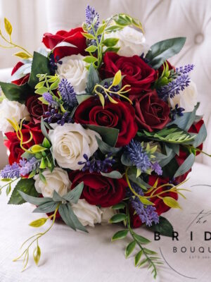 Ready to Ship deep red burgundy bridal bouquet with lavender