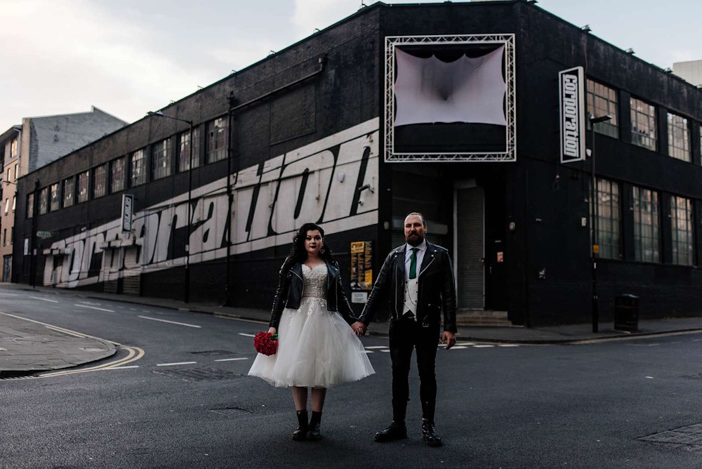 sheffield bride and groom as featured in rock n roll bride magazzine